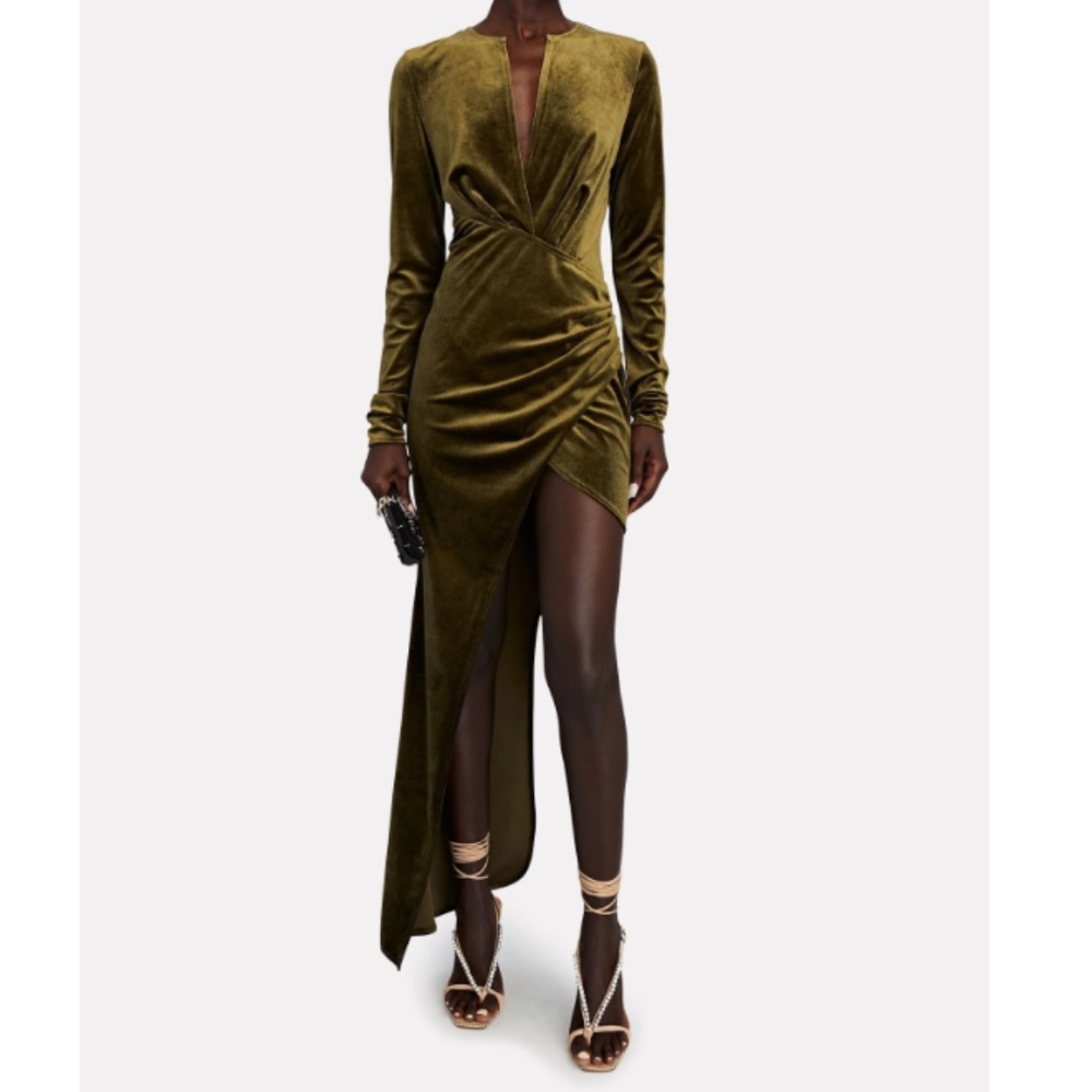 Ronny Kobo Valkyrie Dress - Olive Velvet - Size Small - New With Tags